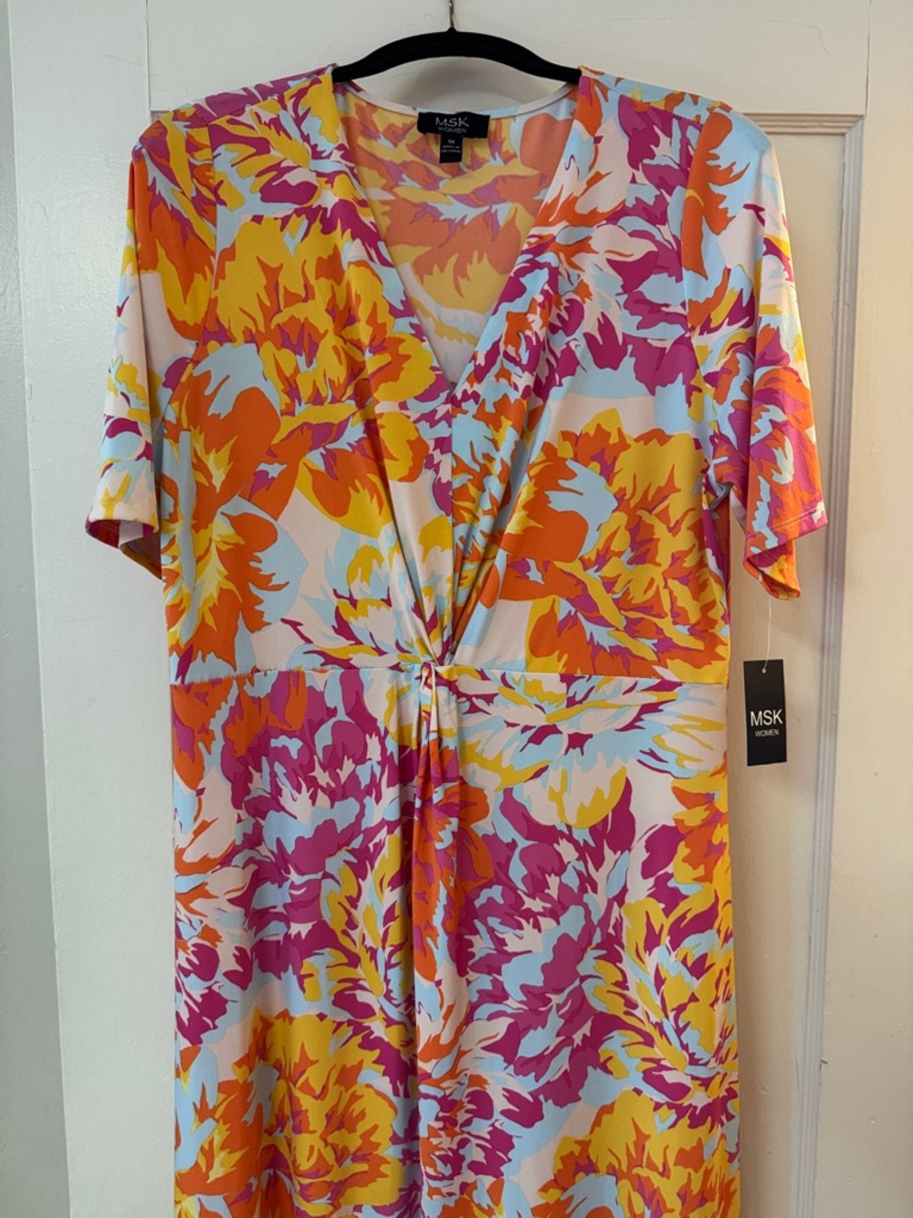 MSK Women Midi Floral Dress Colorful Stretchy Comfy NWT Sz 1X - Picture 4 of 10